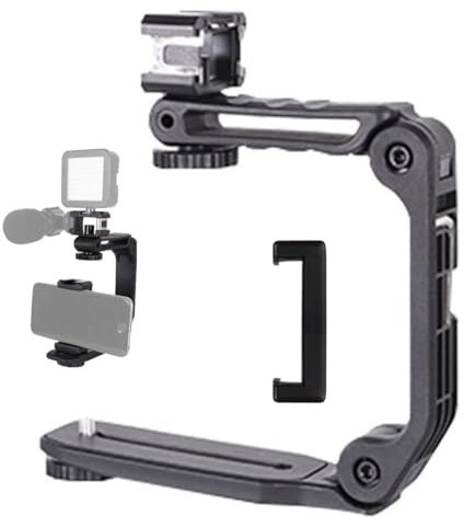U-Griff-Stabilisator-Griff, Blitzschuh-Adapter, klappbarer Stützhalter, Griff für Kamera, Handy, Blitzlicht