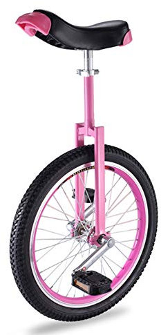 LoJax Trainer-Einrad für Kinder/Erwachsene, tolles Einrad für Anfänger, 16-Zoll-Rad, Rutschfester Butyl-Bergreifen und höhenverstellbarer, bequemer Sitz, belastbar bis 80 kg (Pink)