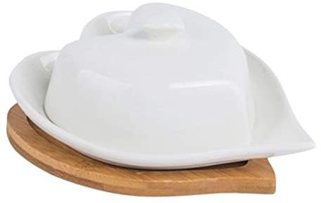 Zerodeko 1 Mantequillera De Cerámica Con Forma De Corazón De Porcelana Con Forma De Corazón Pequeña Con Tapa Color Blanco