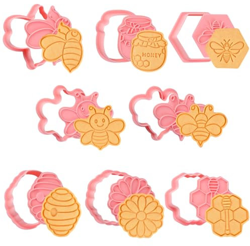 Bigqin 8 Piezas Abeja Cortadores de Galletas, 3D Dibujos Animados Cortador Pan Sándwiches, DIY Fondant Pastelería Pasteles Herramienta para Hornear