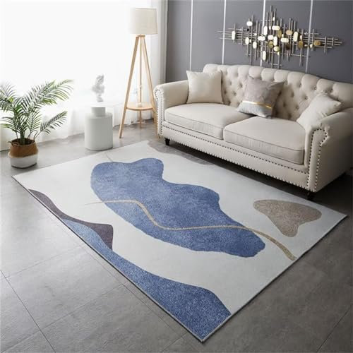 DJHWWD Schöne Teppich Waschbare Blau 200x300CM 0.470283530505269 Rutschfester mit kurzen Haaren moderner einfacher Wohnzimmerteppich Kinder