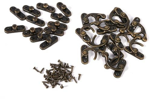 Changor Hook and Eye Latch, Vintage Buckle Hook Latch Jewellery Box Catches and Latches with Screws for DIY Wooden Boxes Decoration(Right)