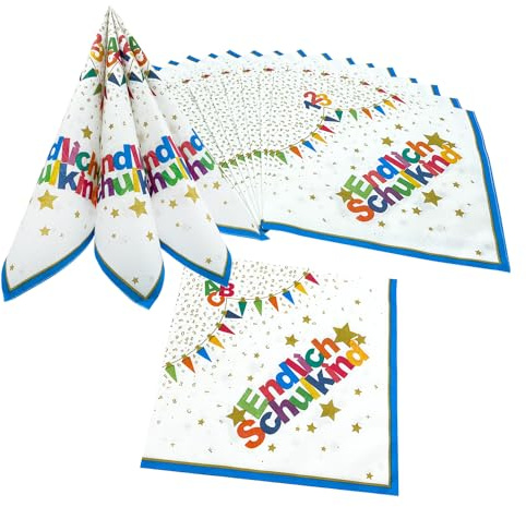 Oblique Unique® 20 Servietten Endlich Schulkind – Bunte Einschulungs-Deko für Jungen & Mädchen zur Schuleinführung, Schulanfang, Einschulung, Feier