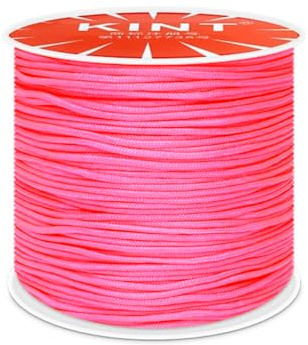 Nylonschnur 0,8mm,Makramee-Schnur,Nylon Seil Perlenschnur,Cord Makramee Band für Geflochtene Armbänder,Schmuckherstellung Handwerk Halsketten,Makramee,Geschenkverpackung,Fluoreszierend Rosenrot