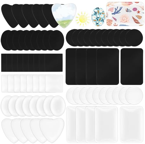 Keadic Kühlschrankmagnete mit Selbstklebender Rückseite, 72-teiliges Set, 10 Stile, DIY-Keramik-Kühlschrankmagnete mit Klarglas-Cabochons für Klassenzimmer, Büro, Whiteboard-Magnete, Anhänger