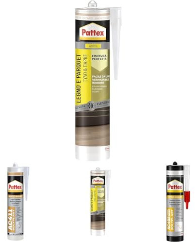 Pattex Legno E Parquet, Sigillante Color Rovere Chiaro, Silicone Sigillante per Legno e Parquet Inodore e Facile da Lisciare, Colla per Legno Verniciabile e Carteggiabile, 1 Cartuccia da 280 ml