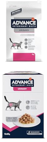 affinity ADVANCE VETERINARY DIETS Veterinary Diets Urinary, Pienso para Gatos para la Protección de Las vías urinarias, 8kg + Multipack Comida Húmeda Multipack 12 bolsitas de 85g