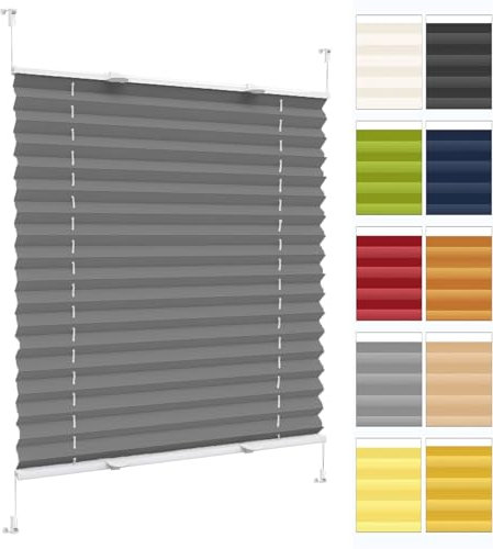 Plissee Klemmfix Ohne Bohren 24 x 40 cm, Nach Maß Qualität Ohne Bohren, Plissee Ohne Bohren Zum Klemmen, Klemmfix Plissee Ohne Bohren, für Fenster & Tür, Grau