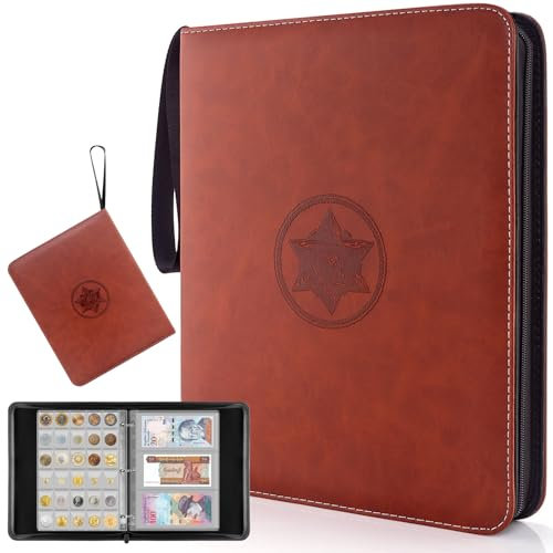 JoyHood Album per Collezione di Monete, Album Portamonete con 300 Tasche per Monetes + 30 Tasche per Banconote, Raccoglitore per Monete da Collezione per Collezionisti