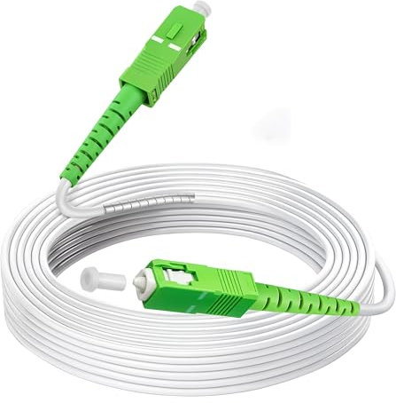 SEED Cable Fibra Óptica Router FTTH SC/APC - Cable Monomodo Simplex 9/125 Compatible FTTH Router Movistar Orange Vodafone Digi Jazztel – Color Blanco (5M)