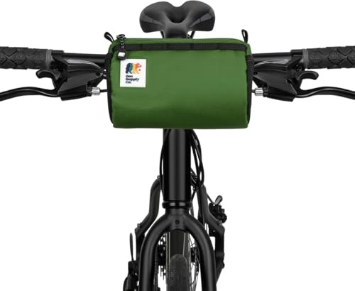 Oso Supply Co Handlebar Bike Bag – Water-Resistant Hard Shell with Quick-Access Zipper, Side Mesh Pockets, and Spacious Storage – Ideal for Cycling, Commuting, and Adventure Rides (Green)