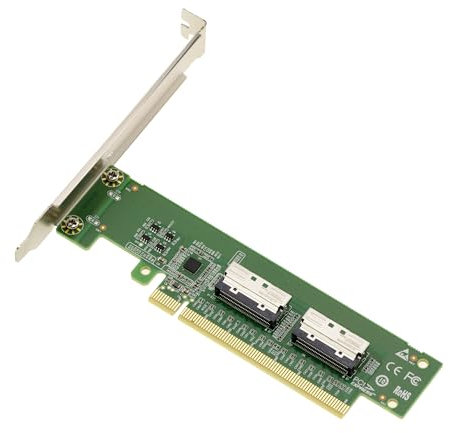 KALEA-INFORMATIQUE PCIe 5.0 auf 2 Ports MCIO 8i Adapter-Controller-Karte für NVMe M2 M3 U2 U3 SSDs oder PCIe-Flachbett.