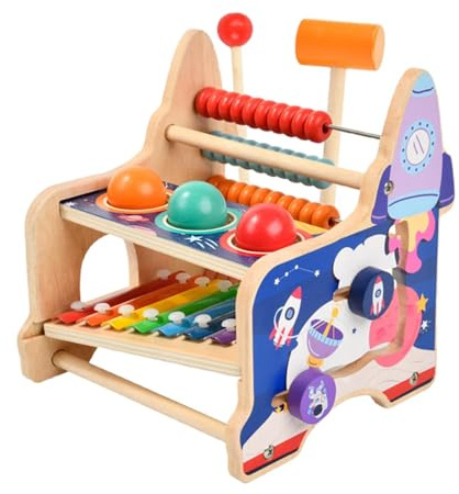 Xylophon mit Kugelhammer, Xylophon mit Kugelhammer, Holzspielzeug Musikinstrument, gehämmertes Xylophon, musikalisches Lernspielzeug für Kinder von 3-5 Jahren