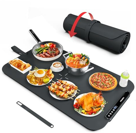 itrusou Placa térmica portátil Plegable. Calefacción Uniforme, Temperatura Ajustable, Material Nano-Silicona. Mantiene Caliente o descongela Alimentos. Ideal para Uso Seguro en Superficies