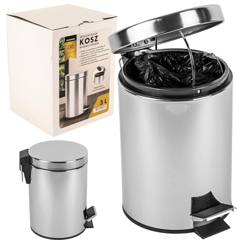 KARL HAUSMANN Poubelle de Salle de Bain 3L en Acier Inoxydable - Petite Poubelles à Pédale avec Couvercle - Poubelle Toilette WC Compacte pour Salle de Bain et WC - Poubelle SDB Mécanisme à Pédale