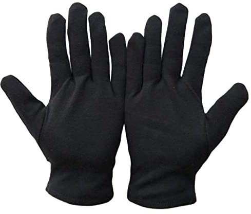 AUTSUPPL 12 Pairs Cotton Moisturizing Gloves Protective Work Gloves s Size Black for Jewelry Handling and Outdoor Use