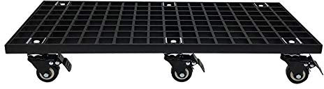 Chariot rectangulaire robuste pour pot de fleurs 50 x 35 cm – Grand chariot de déplacement avec roulettes pour jardin, extérieur et intérieur – Support de pot de fleurs noir avec soucoupes pour une