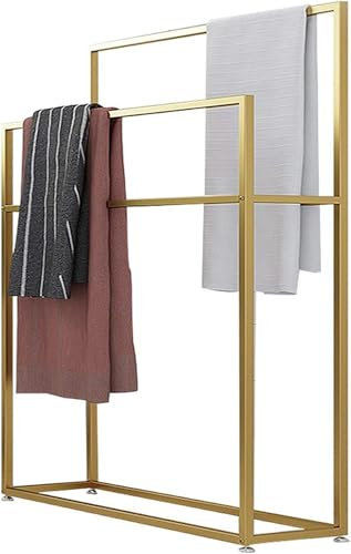 Porte-serviettes autoportant en métal pour salle de bain et cuisine - Support de serviettes sur pied seul pour douche ou baignoire - Gain de place - 75 x 20 x 110 cm