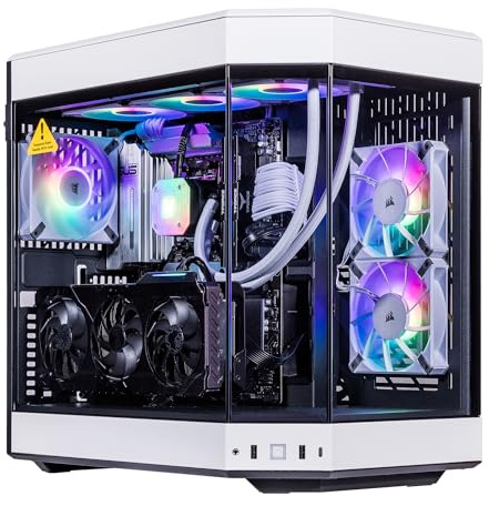 Velztorm White Praetix 3D Custom Built Y60 Gaming Desktop PC (GeForce RTX 5090 32GB (Beats 4090) refrigerado por líquido AMD Ryzen 7 9800X3D, 32GB DDR5, 2TB PCIe SSD, 1000W PSU, WiFi 7, Win 11 Pro)