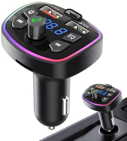 Trasmettitore per auto, trasmettitore radio per auto - Adattatore Aux Wireless AUX FM trasmettitore con doppia porta USB - Adattatore di musica multifunzionale con fonte di ricarica PD per auto, cam