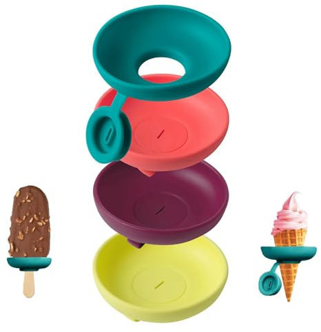 4pcs No Drip Popsicles Holder, Reusable Silicone Ice Pop Holder, Freeze Ice Popsicles Holde, Treat Ic-e Lollies Drip Catcher for Outdoor Fun, Girls, Boys