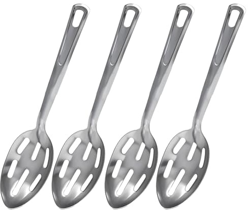 4 Pack Kitchen Slotted Spoon Stainless Steel, Stiring Large Spoons, 13 Inch Metal Slotted Spoon, Cooking Serving with Holes