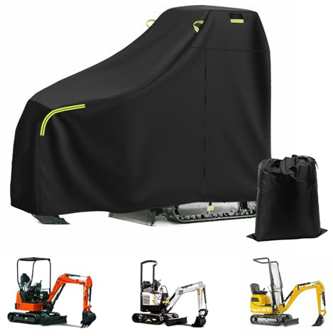 Housse imperméable et Respirante pour Mini Pelleteuse, avec Fermeture éclair, Bande réfléchissante, Ourlet élastique, Protection Contre Le Soleil, Pluie, poussière, Vent, Les UV (pour 800 à 1600 kg)