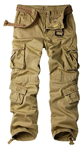 pluvialix Damen Hosen Cargo Hose Multi Taschen Wanderhose Workwear Reißverschluss Armee Militär Outdoorhose Relaxed-Fit Trekkinghose CargohoseKhaki Tag 8