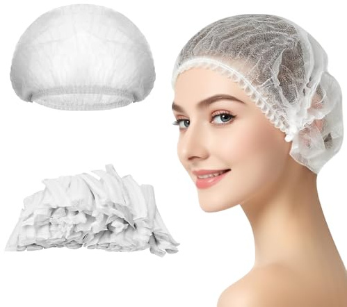 LPAMABA 200 Stück Haarnetz Weiß Kopfhaube Einweg für Küche und Medizinische Zwecke Universalgröße