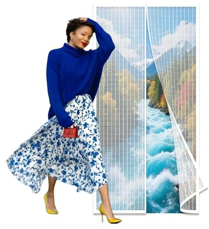 Magnetic Fly Screens for Doors 115 x 196 cm Without Drilling Mesh Fly Curtain Keeps Bugs Out for Single Or Double Door Customize Size, White