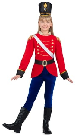 My Other Me Déguisement de soldat casse-noisette pour fille, taille 3-4 ans, comprend une veste rouge, un pantalon bleu, une ceinture et un chapeau noirs, avec détails dorés. Classique de conte de