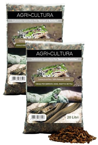 AGRI-CULTURA® | Substrato in Corteccia di Pino Bark per Rettili 2x20L | Corteccia di Pino Francese 100% Naturale | Ideale per Terrari di Tartarughe di Terra, Serpenti, Rane, Insetti e Rettili.