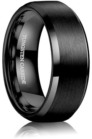 YADOCA Anillo Hombre Tungsteno Anillo para Hombre Negro 8MM Anillos de Compromiso Promesa Boda Superficie Mmate Borde Pulido Tallas 22