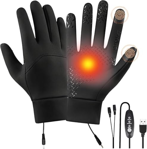 USB Heated Gloves, Winter Warm Heated Gloves for Men Women, Rechargeable Hand Warmers Gloves, Washable Knitting Gloves for Skiing Hiking Travelling Cycling Xmas Gift