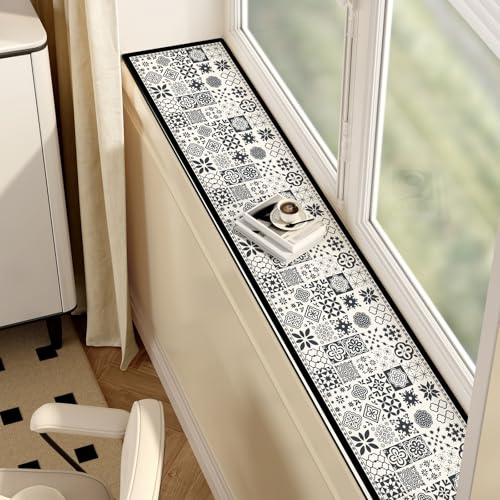 Tappetino assorbente for davanzale della finestra, opaco impermeabile universale for tutte le stagioni for cuscino Tatami baia balcone camera da letto, fondo antiscivolo(110x15cm/43.3x5.9in)