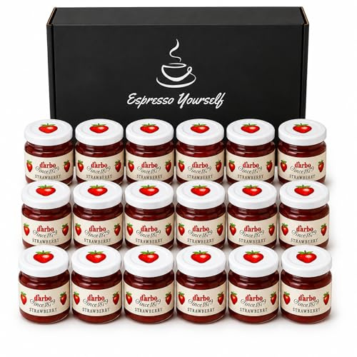 20 Strawberry Jam Mini Jars 28g – Individually Portioned Fruit Preserve Pots for Breakfast, Hotels, Cafés, Catering, Offices & Hospitality Use – Espresso Yourself