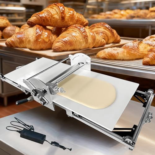 Teigausrollmaschine Elektrisch Für Blätterteig, Croissants | Faltbare Professionelle Teigausrollmaschine Pizza Für Küche Kommerziell | Einstellbare Teigdicke 2-30mm | Teigroller Dough Sheeter Machin