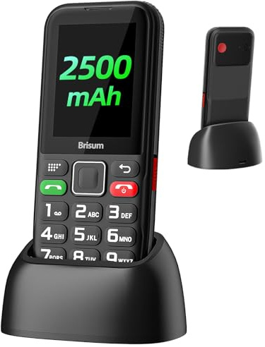 Brisum Version F22 Seniorenhandy ohne Vertrag | 2500 mAh Akku Lange Standby-Zeit |SIM mit Notruftaste | Rentner Handy Große Tasten| Großtastenhandy mit Ladestation