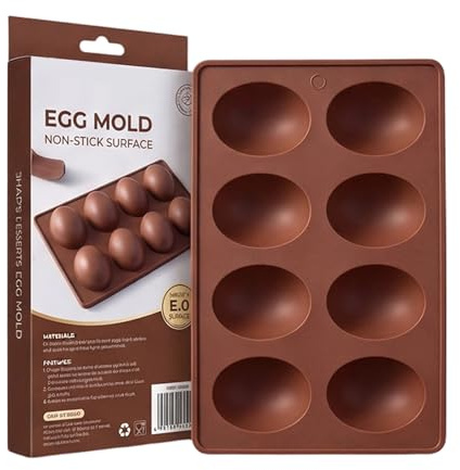 Easter Egg Silicone Mold, 8-Cavity Chocolate Moulds, Non-Stick Silicone Egg Molds, for Chocolate, Pastry, Cake, Muffin, Bread, Soap