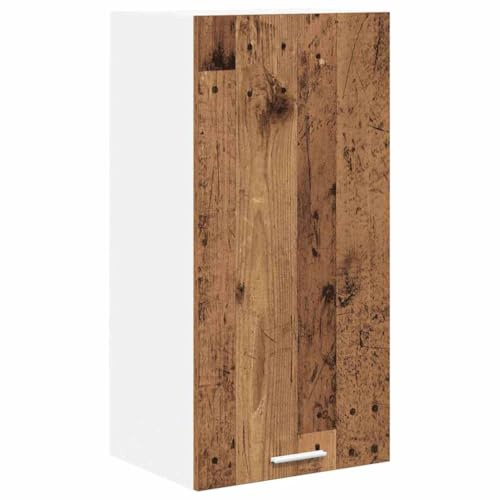 PUGYNBK Armadietto sospeso moderno in legno 40x31x80 cm in legno antico e bianco - armadio da cucina minimalista con molto spazio per stoviglie e utensili da cucina, ideale