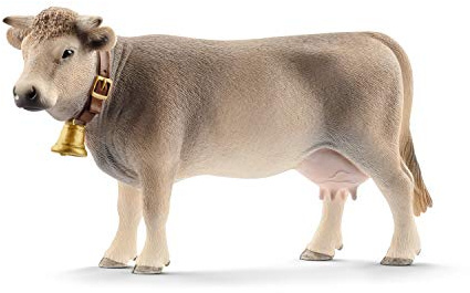 Schleich Farm World | Braunvieh Kuh 13874 | 4 x 13 x 8 cm | Spielfigur ab 3 Jahren | schleich Bauernhof Spielfigur | detailgetreue Tierfigur | Geschenk für Jungen und Mädchen