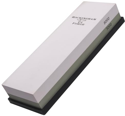 Rockingham Forge SUPERSHARP Piedra de afilar combinada 2 en 1, grano fino/superfino 3000/8000 - Afilador profesional de cuchillos con dos piedras en una y base antideslizante