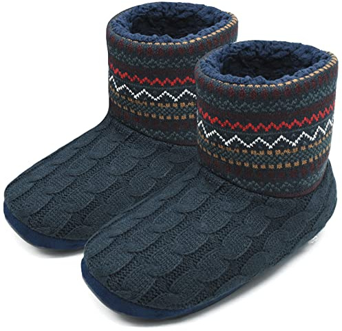 COFACE Herren Hüttenschuhe Lammfell Winter Hausschuhe Warme Plüsch Gefütterte Hausstiefel Männer Haussocken Filz Pantoffeln