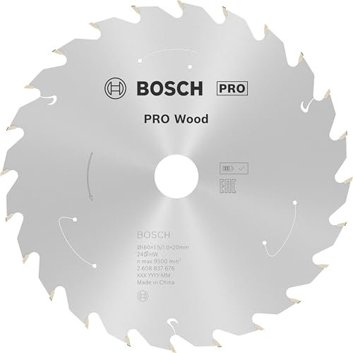 Bosch 1x PRO Wood Kreissägeblatt für Akku-Handkreissägen (für Weichholz, Hartholz, Ø mm, Professional Zubehör Handkreissäge)
