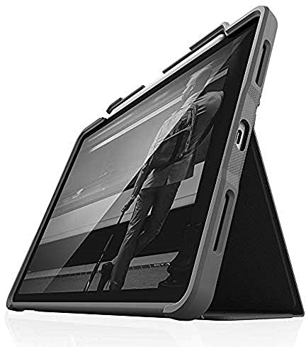 STM Bags Dux Plus Case Folio Protective Case for Apple iPad Air 10.9 Inch (2020) - Black/Transparent [Apple Pencil Holder I Military Standard I Water-Repellent I Stand Function I Wake/Sleep]