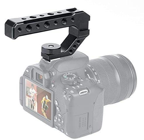 R005 Poignée Supérieure de la Caméra Grip Hot Shoe Top Cheese Mount Support de Stabilisation Vidéo Universel avec 3 Cold Shoe 1/4 3/8 Compatible Moniteur pour Prise de Vue en Contre-Plongée