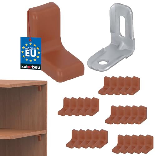 KOTARBAU® 25er Set Metall-Regalbodenträger mit Kunststoffblende für Möbel Nussbaum