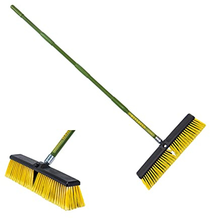 Heavy Duty Garden Broom Large18 Outdoor Stiff Sweeping Brush | Stiff Bristles For Yard or Patio, Site Work | Broom for all Floor Surfaces