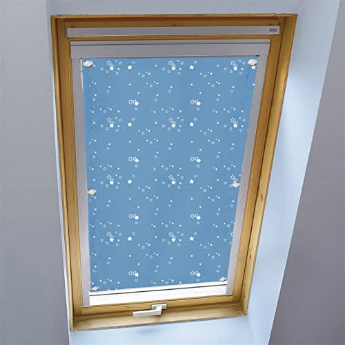 LIVEINU Dachfensterrollo für Dachfenster Verdunkelungsrollo Sonnenschutzrollo UV Schutz Thermo Rollo mit Saugnäpfe Ohne Bohren 100% Blickdicht für Reisen Autos 57x100cm Blau