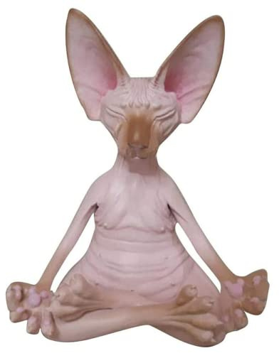 BeiLuo Neue Katze Figur Sphynx Meditation Statue Yoga Tier Katze Meditation Kunst Skulptur Mikrodekoration Garten Haus Büro Ornament (D)